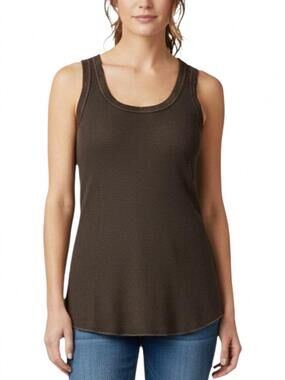 NEW CROWN JEWEL women's thermal scoop tank in chocolate